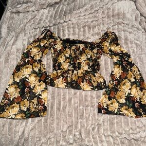 Floral Off-Shoulder Bell Sleeve Blouse